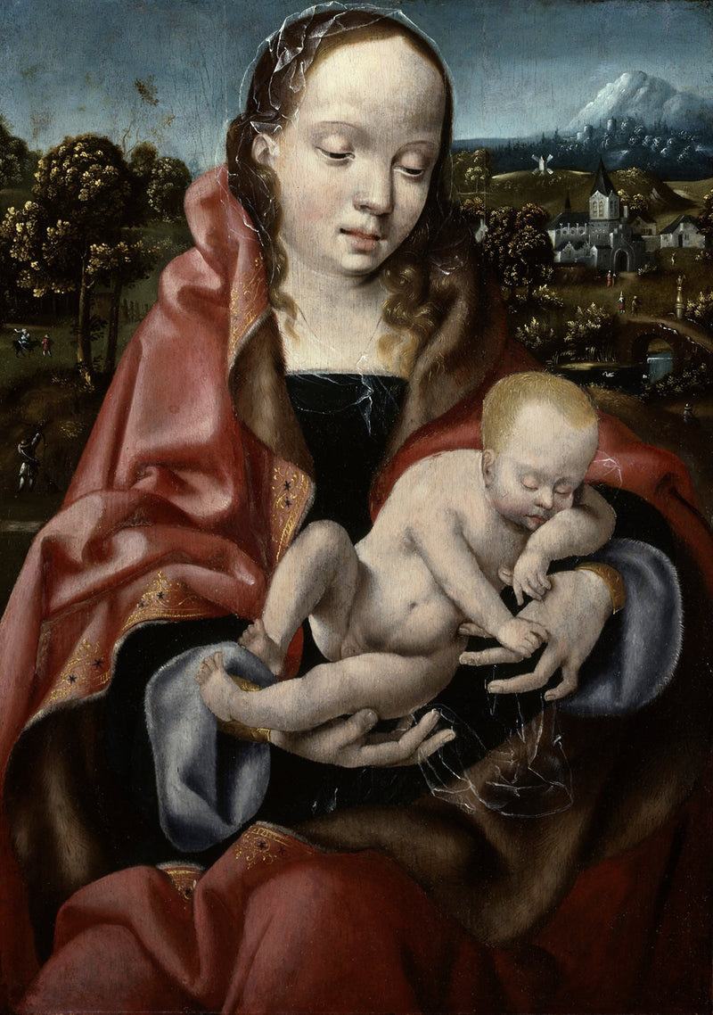 Jomfru og Barnet Jesus sovende - Joos van Cleve