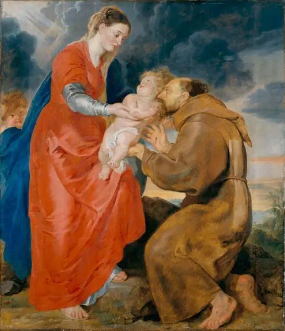 Jomfru som viser Jesusbarnet til St. Frans av Assisi - Peter Paul Rubens