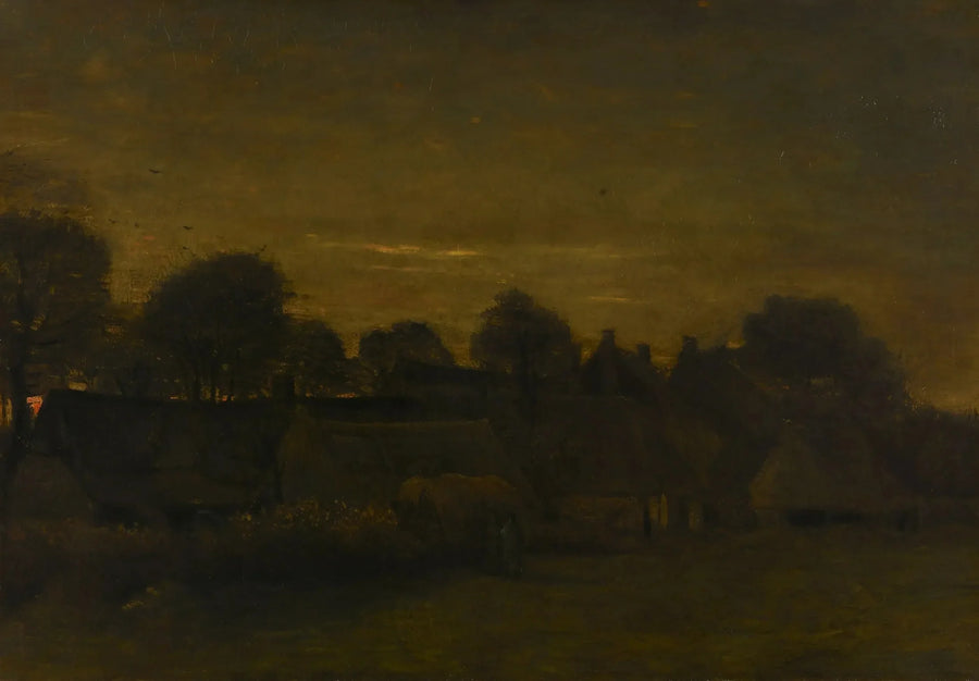 Landlig landskap ved skumring - Vincent van Gogh
