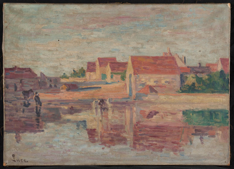  Landsby ved elvebredden - Maximilien Luce