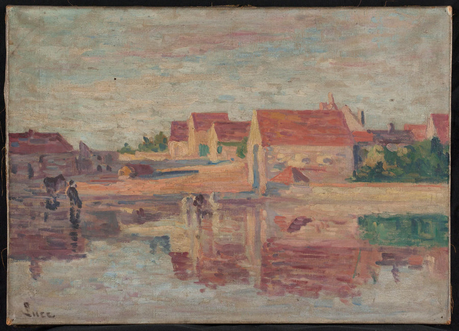  Landsby ved elvebredden - Maximilien Luce