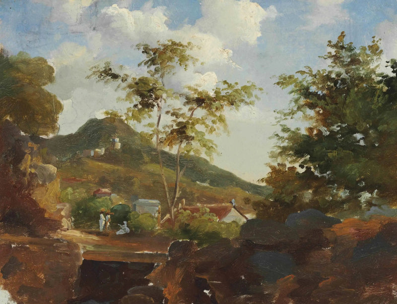 Landsby ved foten av en ås - Camille Pissarro