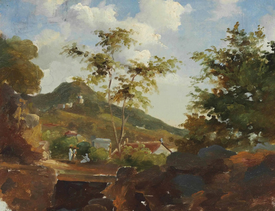 Landsby ved foten av en ås - Camille Pissarro