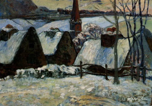 Village breton sous la neige - Paul Gauguin - Reproductions de tableaux et peintures haut de gamme