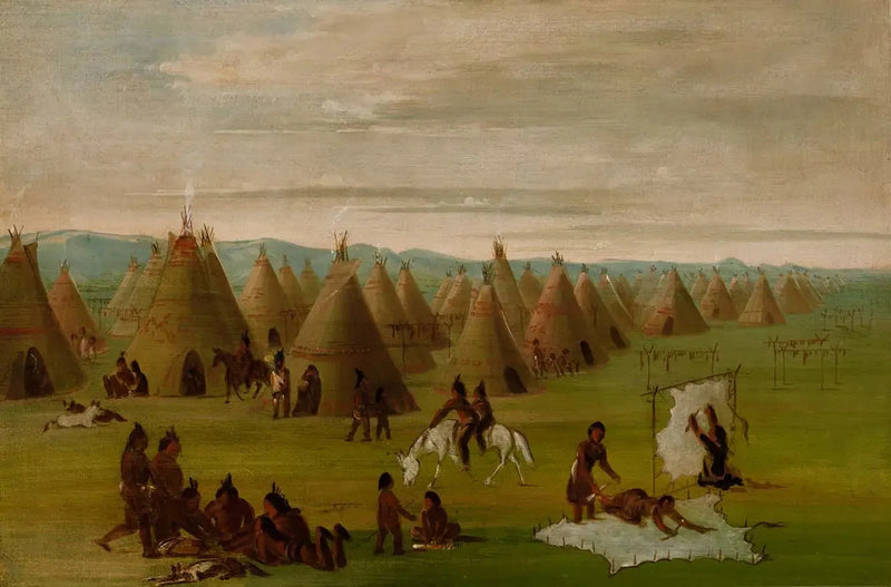 Comanche-landsby, kvinner som forbereder sine kjoler og tørker kjøttet - George Catlin

Source:
Village comanche, femmes en train de préparer leurs robes et de sécher la viande - George Catlin