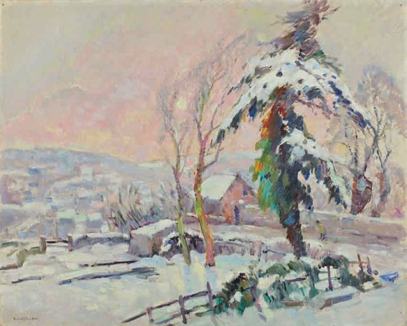 Snødekt landsby - Robert Antoine Pinchon