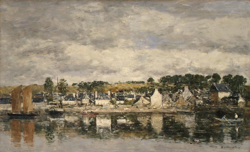 Landsby ved en elv - Eugène Boudin