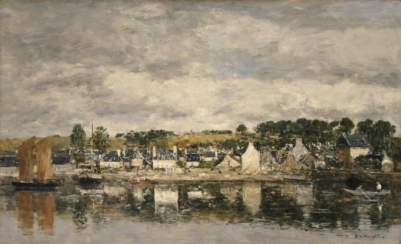 Landsby ved en elv - Eugène Boudin