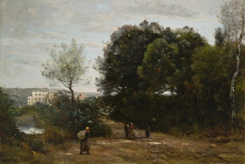 Ville-d'Avray : Vei ved innsjøen - Jean-Baptiste Camille Corot