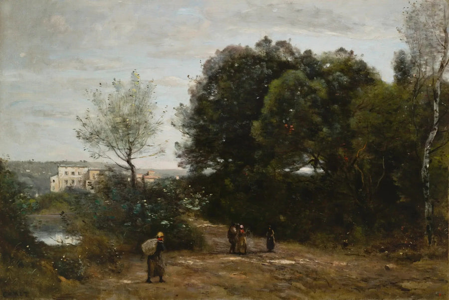 Ville-d'Avray : Vei ved innsjøen - Jean-Baptiste Camille Corot