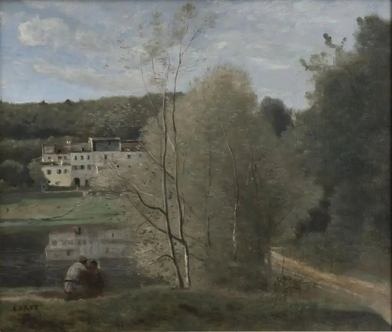 Ville-d'Avray, dammen og husene Cabassud - Jean-Baptiste Camille Corot