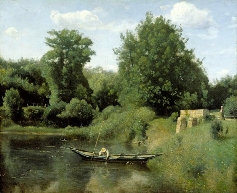 Ville-d'Avray. Fiskeren ved slusen - Jean-Baptiste Camille Corot
