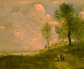 Ville d'Avray (Landskap og figurer) - Jean-Baptiste Camille Corot