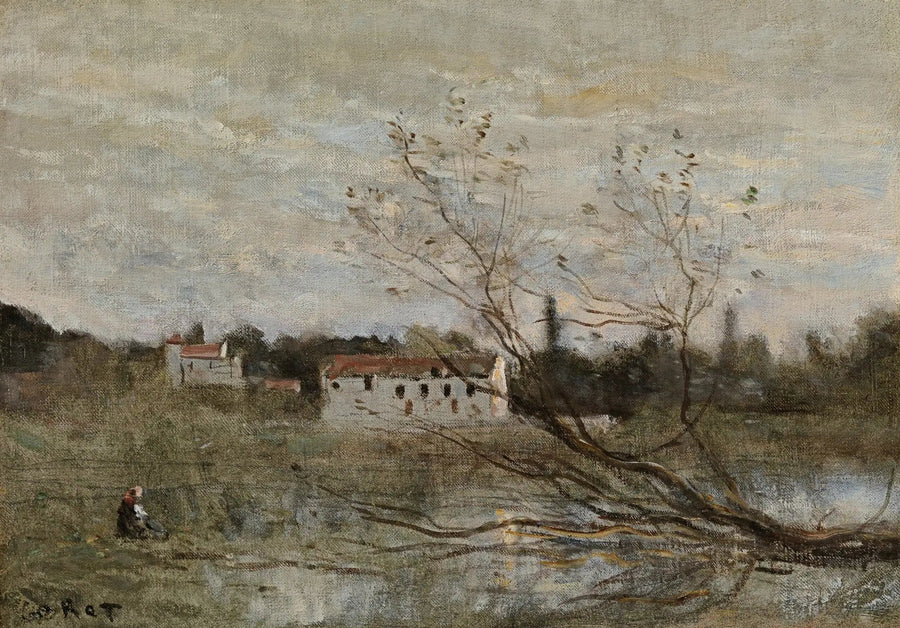Ville d'Avray, et hjørne av en dam - Jean-Baptiste Camille Corot