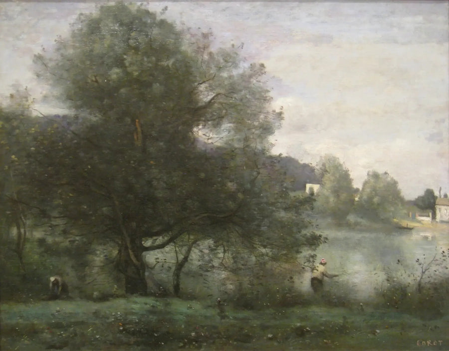 Ville-d'Avray. En fisker ved innsjøen - Jean-Baptiste Camille Corot