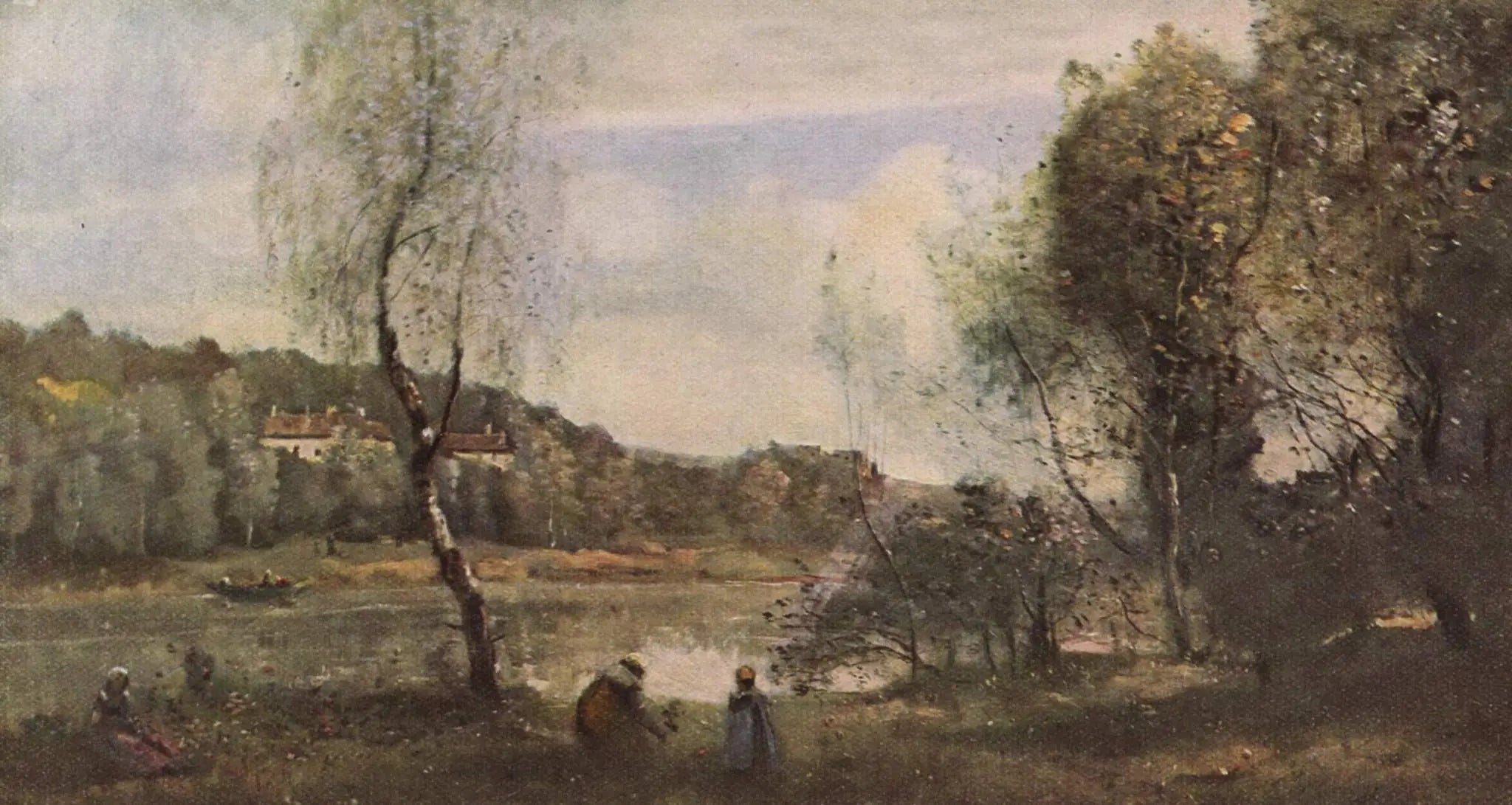 Ville d’Avray l’étang au bouleau devant les villas - Jean-Baptiste Camille Corot - Alpha Reproduction