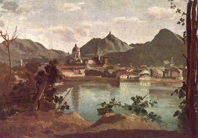 Ville og Como-sjøen - Jean-Baptiste Camille Corot