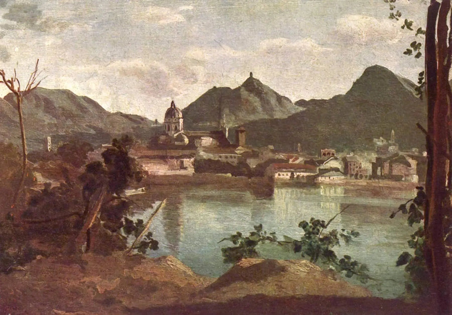 Ville og Como-sjøen - Jean-Baptiste Camille Corot