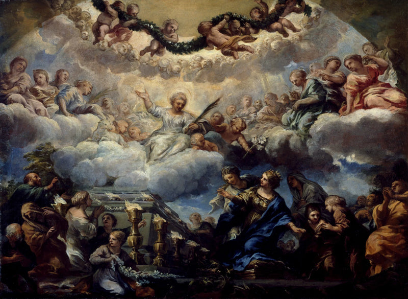 Syn av Saint Constantia foran gravplassen til de hellige Agnès og Émérentienne - Pietro da Cortona