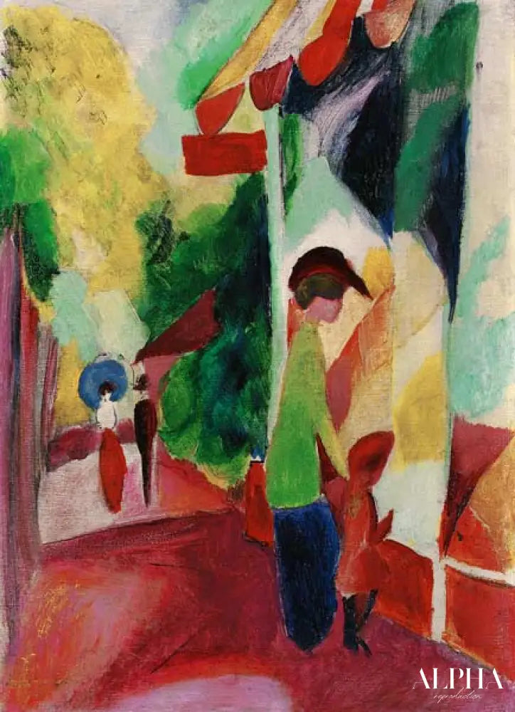 Vitrine de magasin avec des arbres jaunes - August Macke - Reproductions de tableaux et peintures haut de gamme