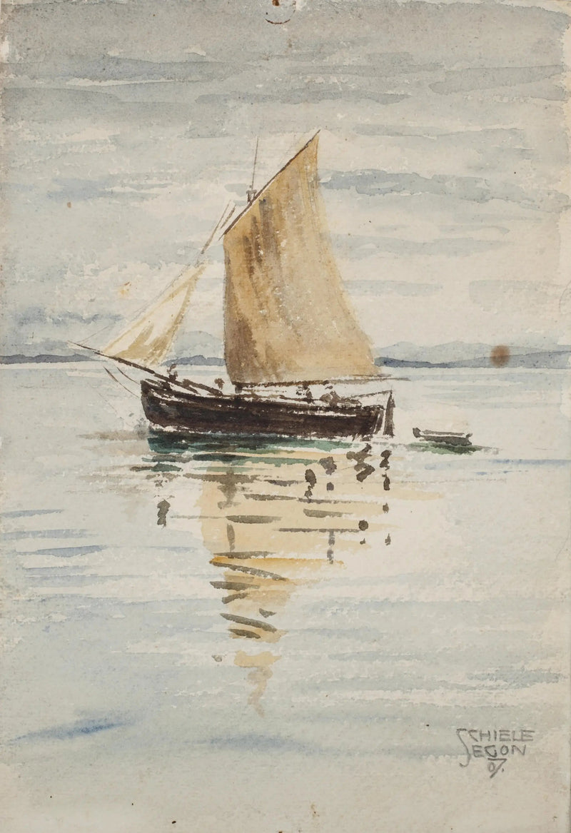 Seilbåt med refleksjoner - Egon Schiele