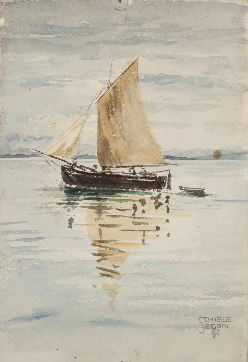 Seilbåt med refleksjoner - Egon Schiele