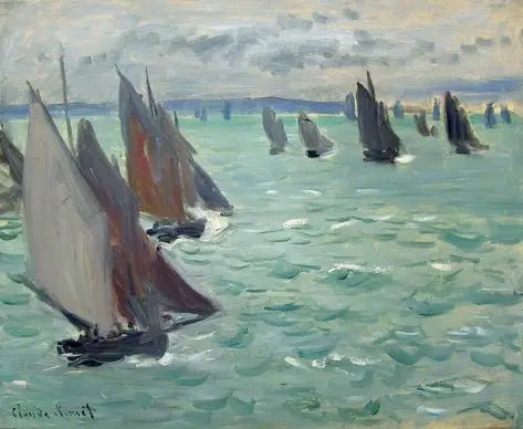 Seilbåter på sjøen - Claude Monet