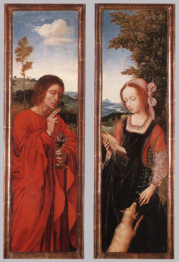 Del av et triptyk. Johannes Evangelist og Sainte - Quentin Metsys