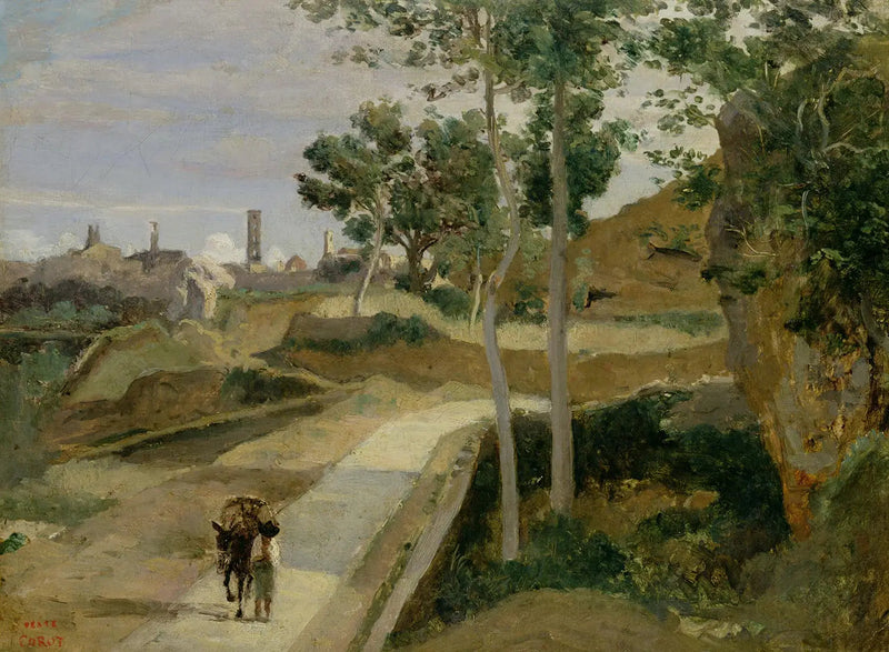 Volterra. Nedstigende vei fra byen - Jean-Baptiste Camille Corot