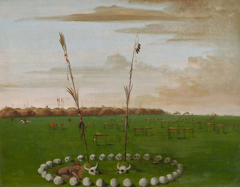 Baksiden av landsbyen Mandan, som viser gravplassen - George Catlin

Source:
Vue arrière du village de Mandan, montrant le cimetière - George Catlin