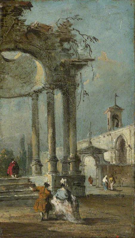 Utsikt over Caprice med ruiner - Francesco Guardi