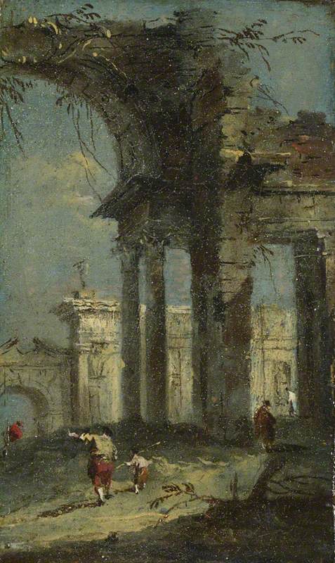 Utsikt over Caprice med ruiner - Francesco Guardi
