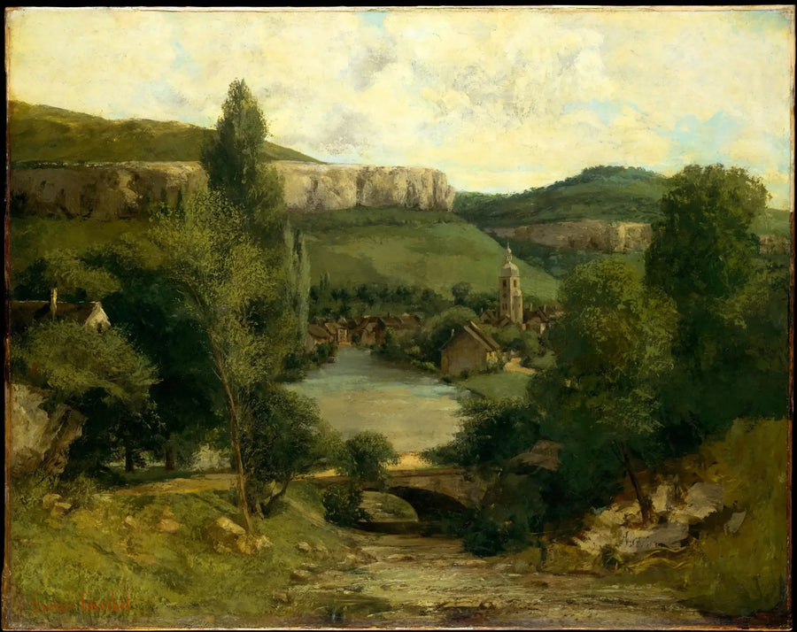 Utsikt over Ornans (Broen over Bonneille-elven) - Gustave Courbet