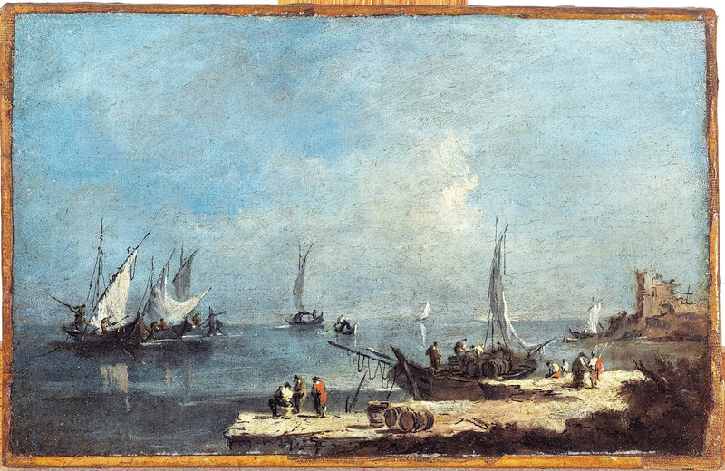 Utsikt over en havn, over lagunen - Francesco Guardi