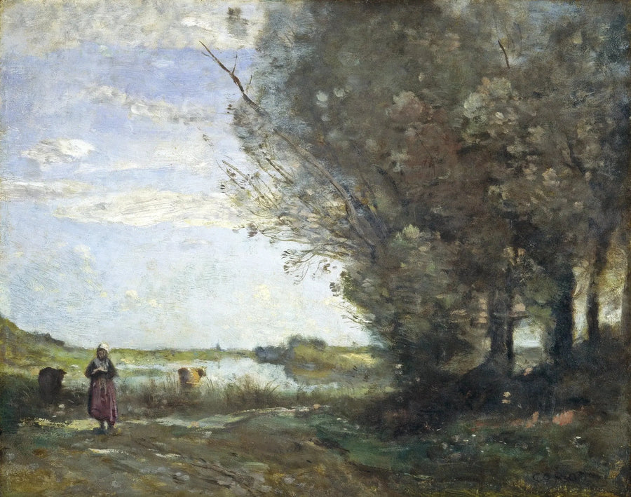 Utsikt over en elv - Jean-Baptiste Camille Corot
