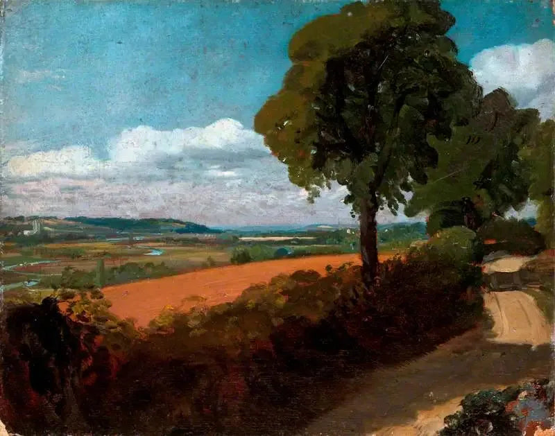 Utsikt over Dedham fra veien som går fra East Bergholt kirke til Flatford - John Constable