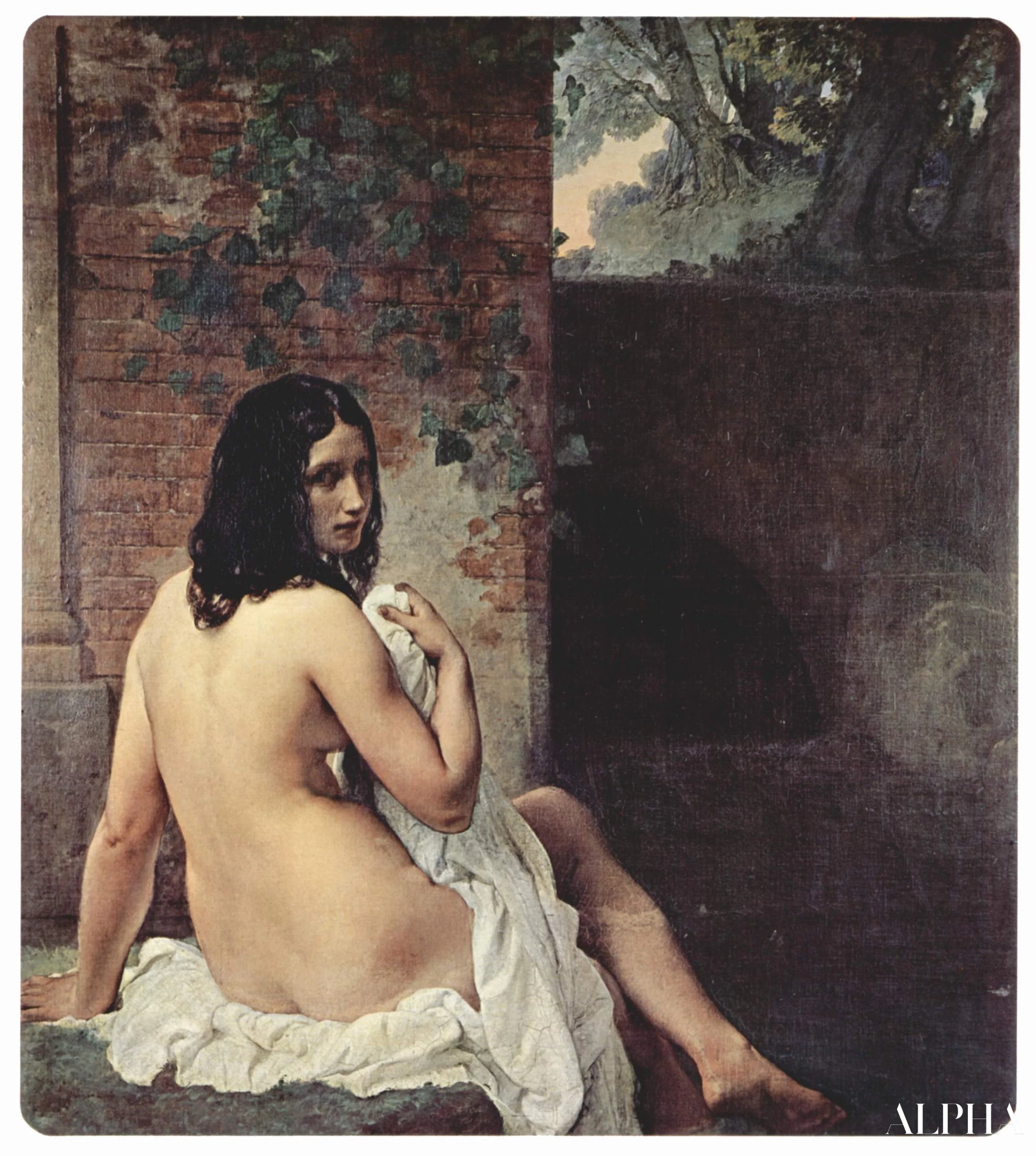 Bakfra av en bader - Francesco Hayez - Høykvalitets reproduksjoner av malerier og bilder