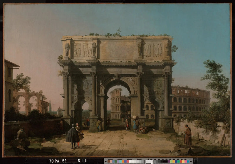 Utsikt over Konstantinsbuen med Colosseum - Canaletto

Source:
Vue de l'arc de Constantin avec le Colisée - Canaletto