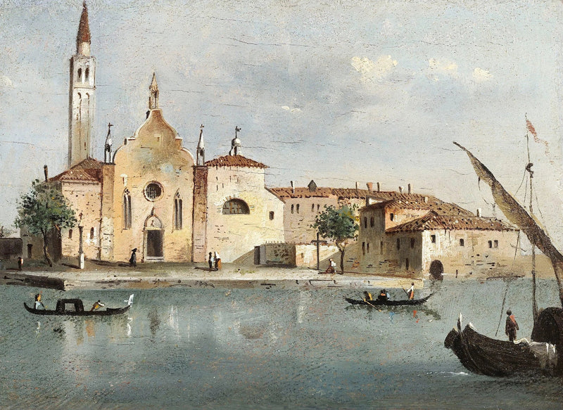 Utsikt over øya Santa Maria delle Grazie - Francesco Guardi
