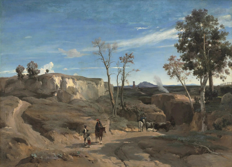 Utsikt over Cervara, Romersk landsby - Jean-Baptiste Camille Corot
