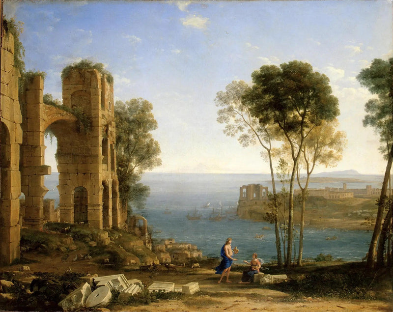 Utsikt over kysten med Apollon og Cumes-sibyllen - Claude Lorrain