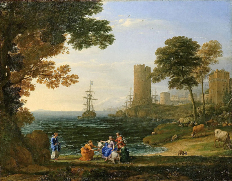 Utsikt over kysten med Europas fjerning - Claude Lorrain