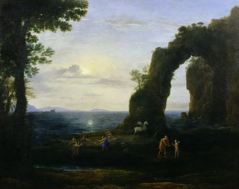 Utsikt over kysten med Perseus og korallens opprinnelse - Claude Lorrain