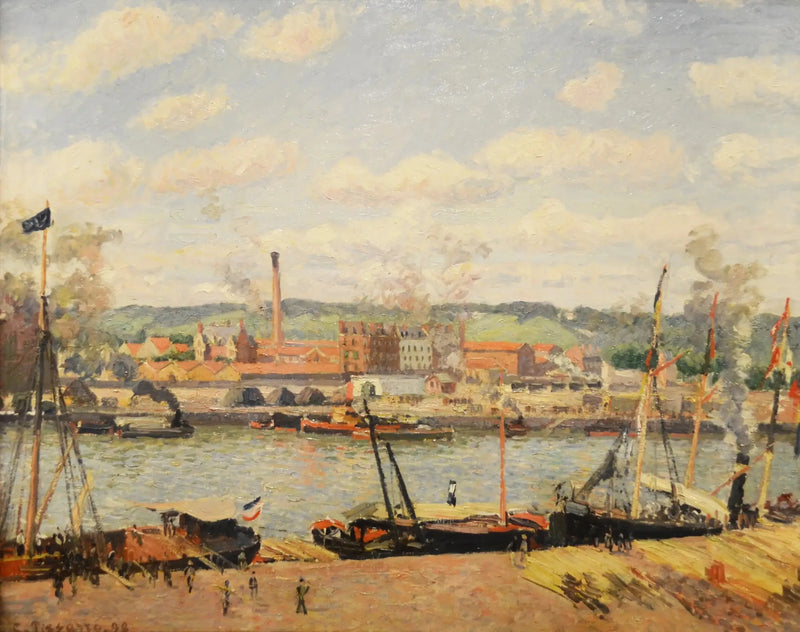Utsikt over bomullsplantasjen i Oissel, omkring Rouen - Camille Pissarro