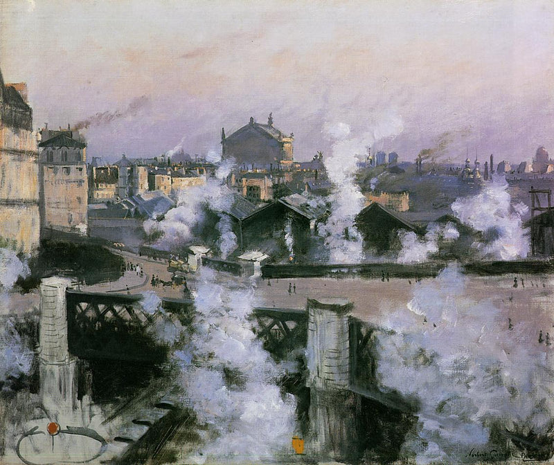 Utsikt over Saint-Lazare-stasjonen, Paris - Norbert Gœneutte