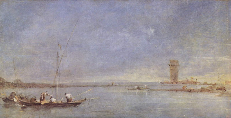 Utsikt over Venezia-lagunen med Malghera-tårnet - Francesco Guardi