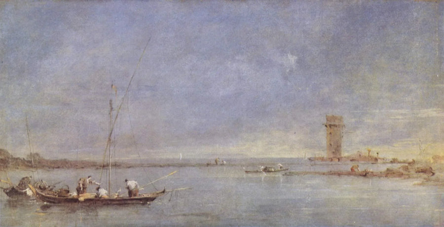 Utsikt over Venezia-lagunen med Malghera-tårnet - Francesco Guardi