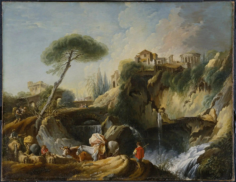 Utsikt over Tivoli med Vesta-tempelet - François Boucher