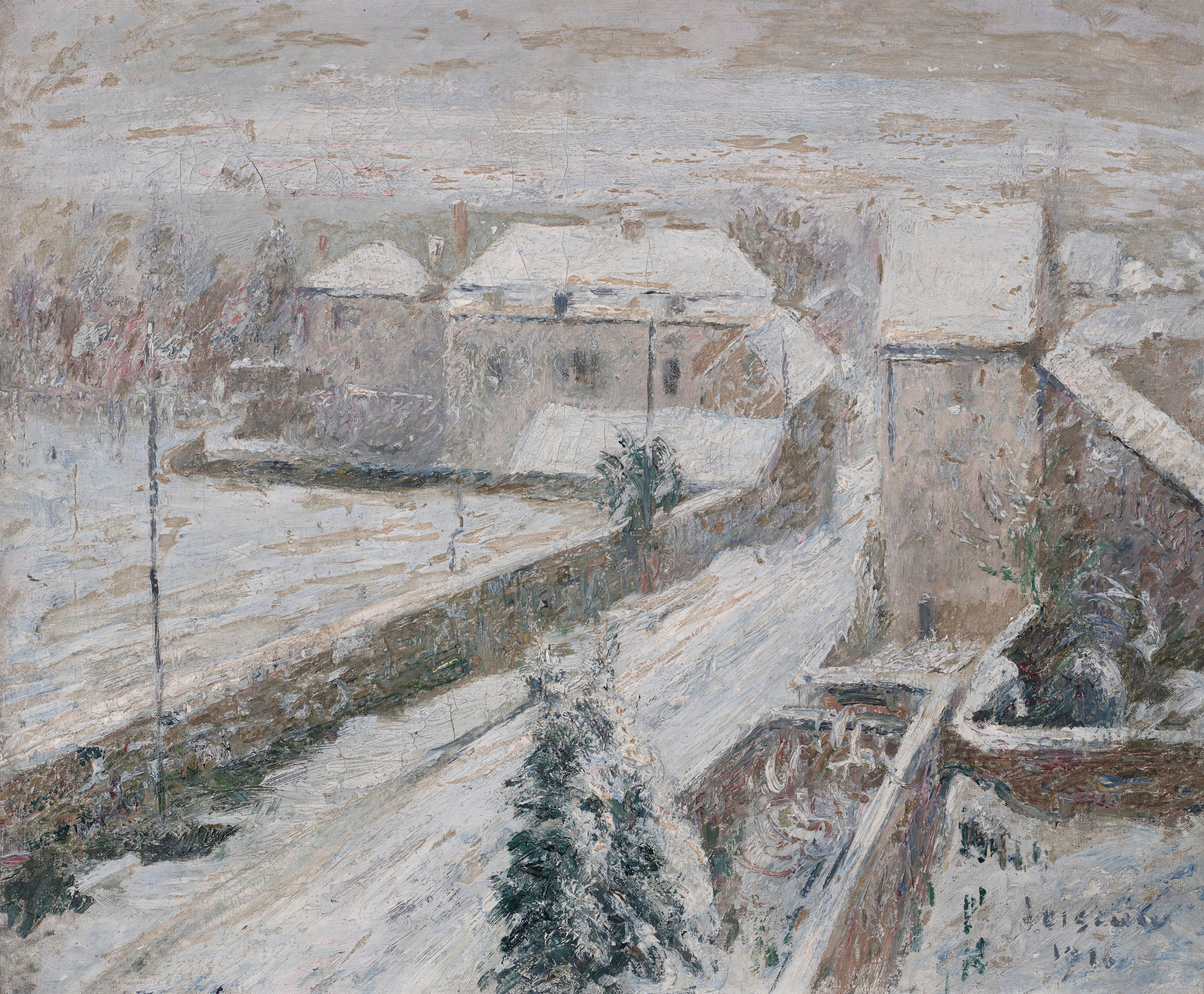 Vue de Triel sous la neige - Gustave Loiseau - Alpha Reproduction