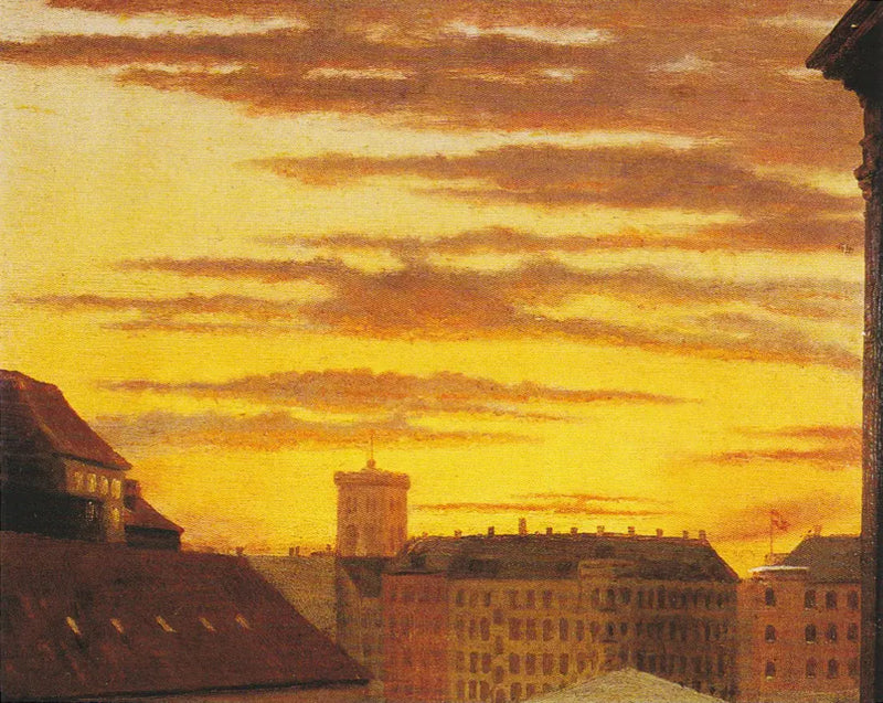 Utsikt over takene i Havnegade og Nikolai-tårnet. - Peder Severin Krøyer